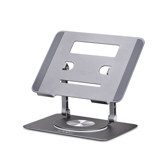 Star Tech Rotating Laptop Stand, 360 Swivel, Ergonomic Desk Riser for Computer, Elevated Tray w/ Adjustable Tilt, Max 11lb/5kg, Aluminum Build, Portable Design