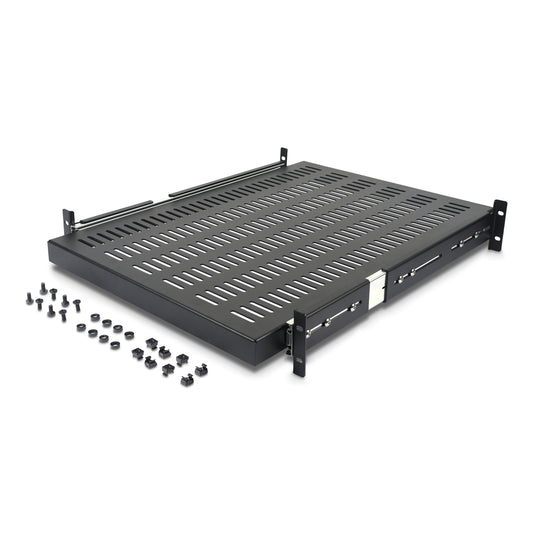 Star Tech 2U Sliding Server Rack Mount Shelf - 20 to 30in Adjustable Mounting Depth - Vented - 50lb - Heavy Duty Universal 19” Rack Shelf for Equipment Rack - 24in Deep