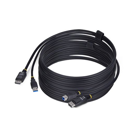 Star Tech 10ft (3m) DisplayPort and USB 5Gbps KVM Cable, 4K 60Hz, Universally Compatible DP 1.2/USB 3.0 Combo Cable for KVM Switches
