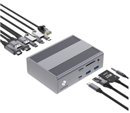 COMSOL DOCK, USB-C DUAL 4K, 65W, HDMI(2) USB-C(2) USB-A(4), PSU INCLUDED, 2YR WTY