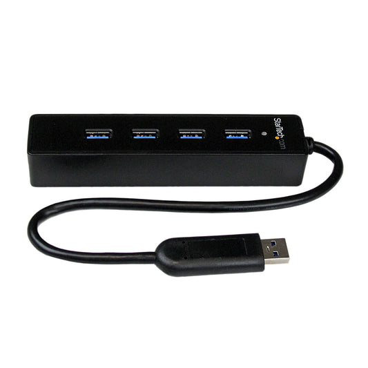 Star Tech 4 Port Portable SuperSpeed USB 3.0 Hub with Built-in Cable~4 Port Portable SuperSpeed USB 3.0 Hub with Built-in Cable - 5Gbps