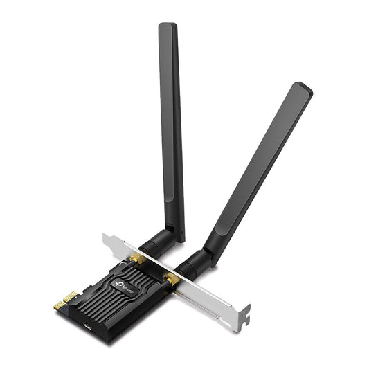 TP-LinkAX1800 Dual Band Wi-Fi 6 Bluetooth 5.2 PCI Express Adapter
SPEED: 1201 Mbps at 5 GHz + 574 Mbps at 2.4 GHz
SPEC: 2× High Gain External Antennas
FEATURE:
