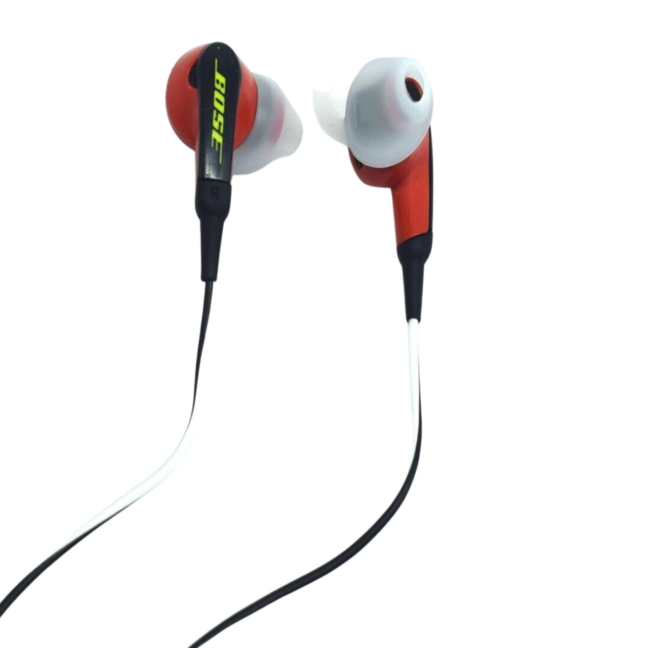 Red Bose wired earbuds with hot case