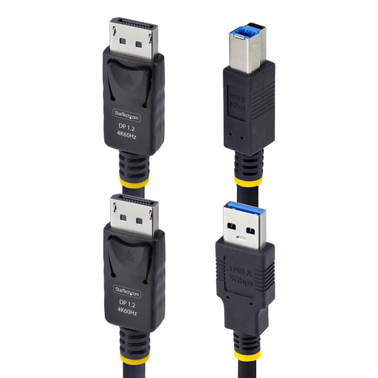 Star Tech 10ft (3m) DisplayPort and USB 5Gbps KVM Cable, 4K 60Hz, Universally Compatible DP 1.2/USB 3.0 Combo Cable for KVM Switches