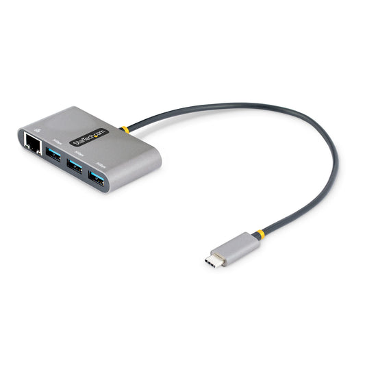 Star Tech 3-Port USB-C Hub with Ethernet - 3x USB-A - Gigabit Ethernet - USB 3.0 5Gbps - Bus-Powered - 1ft/30cm Long USB Type-C Host Cable - GbE - Portable USB-C to USB-A Hub