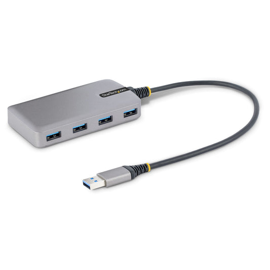 Star Tech 4-Port USB Hub - USB 3.0 5Gbps, Bus Powered, USB-A to 4x USB-A Hub w/ Optional Auxiliary Power Input - Portable Desktop/Laptop USB Hub, 1ft/30cm Cable, USB Expansion Hub