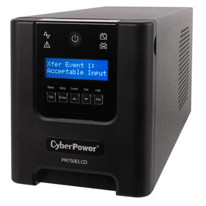 CyberPower PRO Series 750VA / 675W (10A) Tower UPS with LCD -(PR750ELCD)- 3 yrs Adv. Replacement
