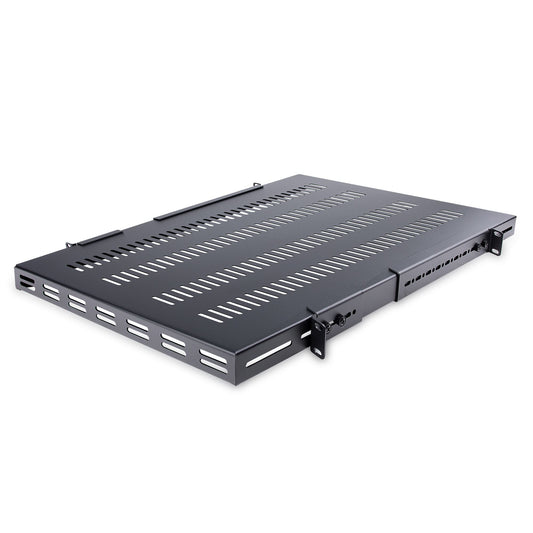 Star Tech 1U 4-Post Adjustable Vented Server Rack Mount Shelf - 330lbs(150 kg) - 19.5 to 38in Adjustable Mounting Depth Universal Tray for 19" AV/ Network Equipment Rack - 27.5in Deep