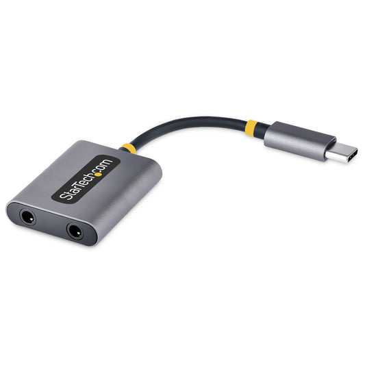Star Tech USB-C Headphone Splitter, USB Type C Dual Headset Adapter w/Mic Input, USB C to 3.5mm Audio Adapter/Earphone Dongle, USB C to Audio Jack/Aux Output, 24-bit DAC