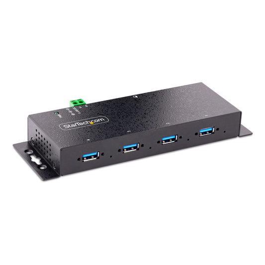 Star Tech 4-Port Industrial USB 3.0 5Gbps Hub, Rugged USB Hub with ESD Protection, DIN/Wall/Desk Mountable USB-A Hub, USB Expander w/Locking Ports, Heavy Duty - TAA