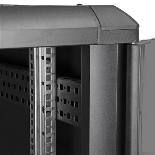 Star Tech 4-Post 22U Server Rack Cabinet, Lockable 19" Data Rack Cabinet for Computer / AV / IT Equipment, Office / Home Network Rack with Casters & Adjustable Mounting Rails
