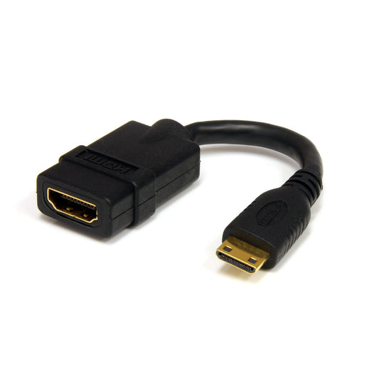 StarTech 5in Mini HDMI to HDMI Adapter - 4K High Speed HDMI Adapter - 4K 30Hz Ultra HD High Speed HDMI Adapter - HDMI 1.4 - Gold Plated Connectors - UHD Mini HDMI Adapter 4K - Black