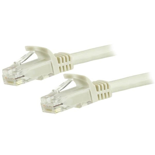 StarTech 7.5m CAT6 Ethernet Cable - White CAT 6 Gigabit Ethernet Wire -650MHz 100W PoE RJ45 UTP Network/Patch Cord Snagless w/Strain Relief Fluke Tested/Wiring is UL Certified/TIA