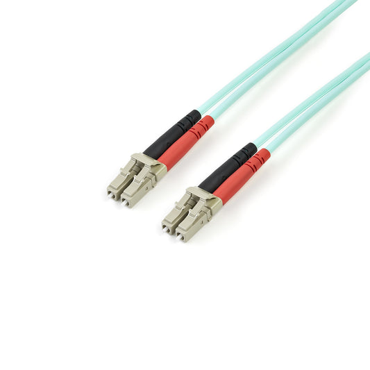 Star Tech 3m (10ft) LC/UPC to LC/UPC OM3 Multimode Fiber Optic Cable, Full Duplex 50/125μm Zipcord Fiber Cable, 100G, Low Insertion Loss, LSZH Fiber Jumper Cord