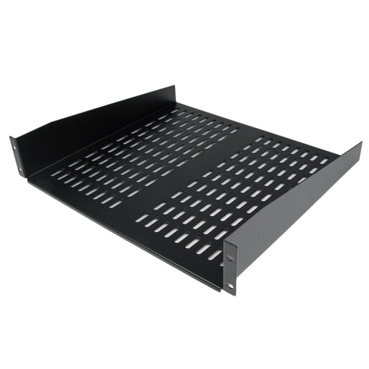 StarTech 2U Server Rack Shelf - Universal Vented Rack Mount Cantilever Tray for 19" Network Equipment Rack & Cabinet - Heavy Duty Steel - Weight Capacity 50lb/23kg - 16" Deep Shelf, Black