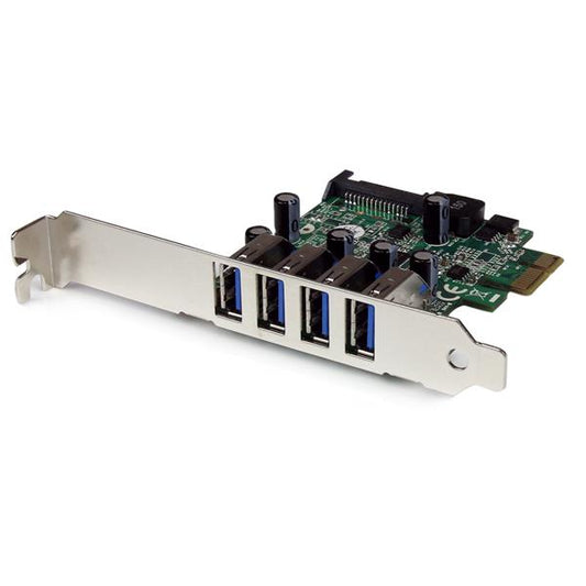 Star Tech 4 Port PCI Express PCIe SuperSpeed USB 3.0 Controller Card Adapter with UASP - SATA Power