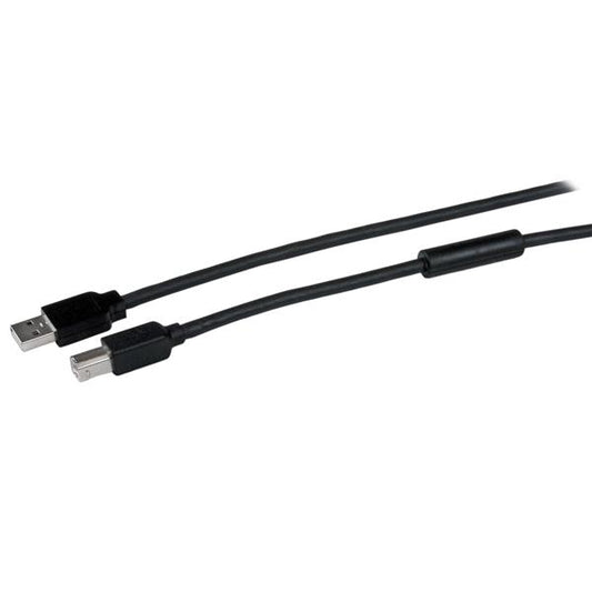 Star Tech 50ft (15m) Active USB 2.0 A to B Cable, Long USB Printer Cable, 1x USB-A (M), 1x USB-B (M) - Black