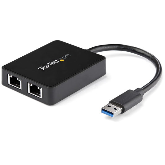 Star Tech USB 3.0 to Dual Port Gigabit Ethernet Adapter NIC w/ USB Port