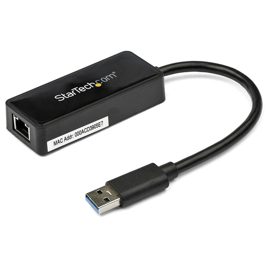 Star Tech USB 3.0 to Gigabit Ethernet Adapter NIC w/ USB Port - Black