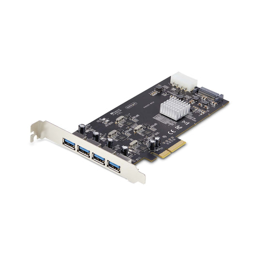 Star Tech 4-Port USB PCIe Card, USB 3.2 5Gbps, PCI Express Expansion Card with 4x Independent USB Controllers, 4x USB-A Ports, Windows/macOS/Linux