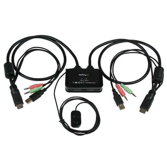 Star Tech 2 Port USB HDMI Cable KVM Switch with Audio and Remote Switch – USB Powered
