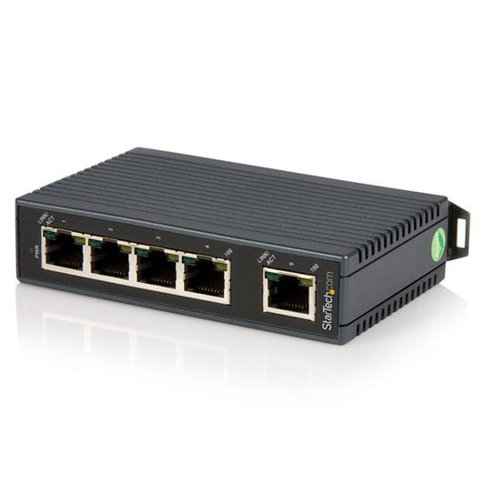 Star Tech 5-port industrial Ethernet switch - DIN rail mountable