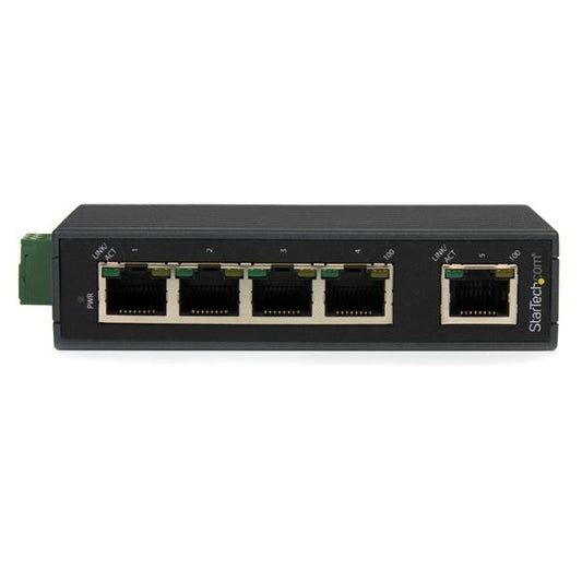 Star Tech 5-port industrial Ethernet switch - DIN rail mountable