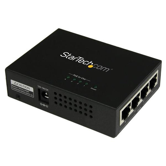 Star Tech 4-Port Gigabit Midspan - PoE+ Injector - 802.3at/af