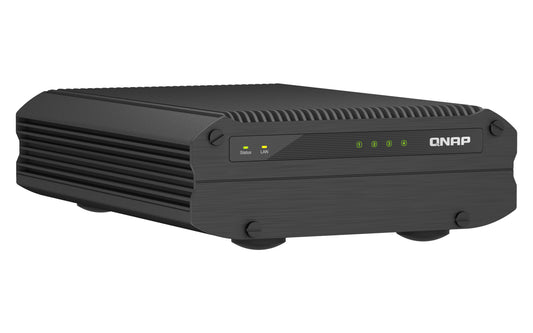 QNAP TS-i410X-8G,4-bay Desktop NAS; Intel Atom x6425E quad-core, onboard 8GB RAM (not expandable), 4 x 2.5-inch SATA slots, 2 x 10GbE, 1 x HDMI 1.4b, 3 yrs WTY