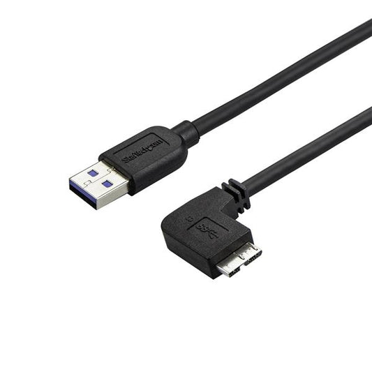 Star Tech Slim Micro USB 3.0 Cable - M/M - Right-Angle Micro-USB - 0.5m (20in)