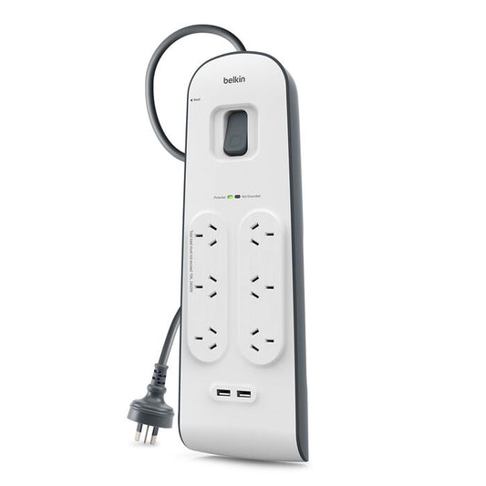 Belkin 6 Outlet with 2M Cord with 2 USB Ports (BSV604AU2M)