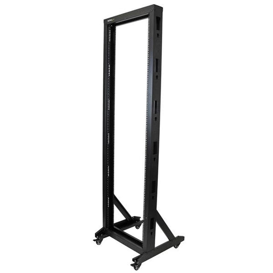 Star Tech 2-Post 42U Mobile Open Frame Server Rack, Two Post 19in Network Rack with Wheels, Rolling Open Rack for AV/Data/Media/IT Equipment, Computer Rack for Home/Office Spaces - Casters Included