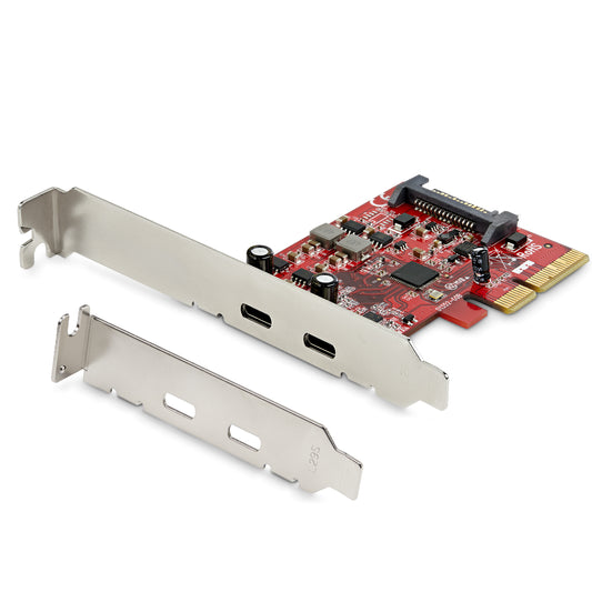 Star Tech 2-Port USB 3.2 Gen 2 PCIe Card, USB-C 10Gbps SuperSpeed PCI Express 3.0 x4 Controller Card, USB Type-C Adapter Card, Data Only, Windows/macOS/Linux, TAA
