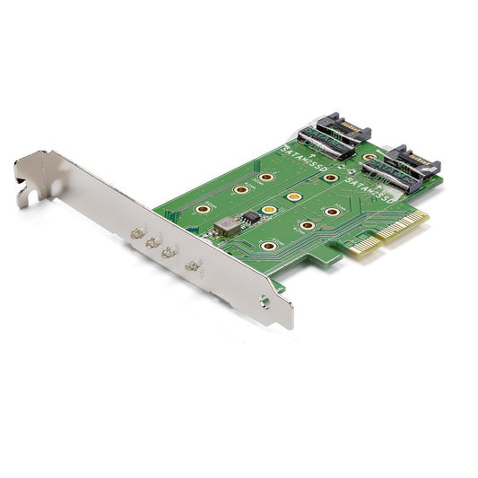 Star Tech 3-Port M.2 SSD (NGFF) Adapter Card - 1 x PCIe (NVMe) M.2, 2 x SATA III M.2 - PCIe 3.0