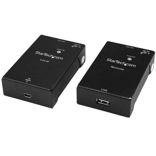 Star Tech USB 2.0 Extender over Cat5e/Cat6 Cable (RJ45) - Up to 165ft (50m) - High Speed USB Port Extender Adapter Kit - Powered - USB over Ethernet Cable Extender - 480Mbps - Metal