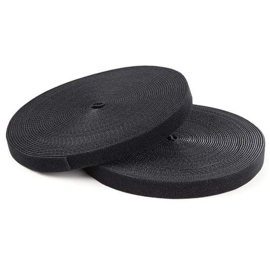 Star Tech 25ft Hook and Loop Roll - Cut-to-Size Reusable Cable Ties - Bulk Industrial Wire Fastener Tape /Adjustable Fabric Wraps Black / Resuable Self Gripping Cable Management Straps