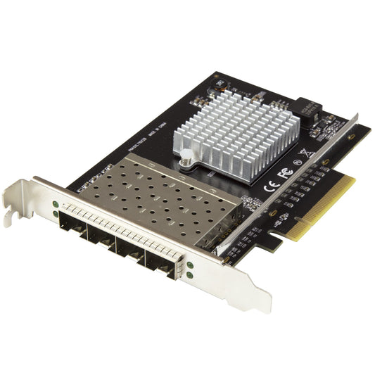 Star Tech Quad Port 10G SFP+ Network Card - Intel XL710 Open SFP+ Converged Adapter - PCIe 10 Gigabit Ethernet Server NIC - 10GbE Fiber Optic LAN Card - Dell PowerEdge HPE ProLiant