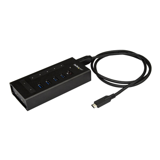 Star Tech 7 Port USB C Hub - USB Type-C to 2x USB-C/5x USB-A - Commercial Metal USB 3.0 Hub - SuperSpeed USB 3.2 Gen 1 (5Gbps) - Self Powered - BC 1.2 Fast Charge - Mountable/Rugged