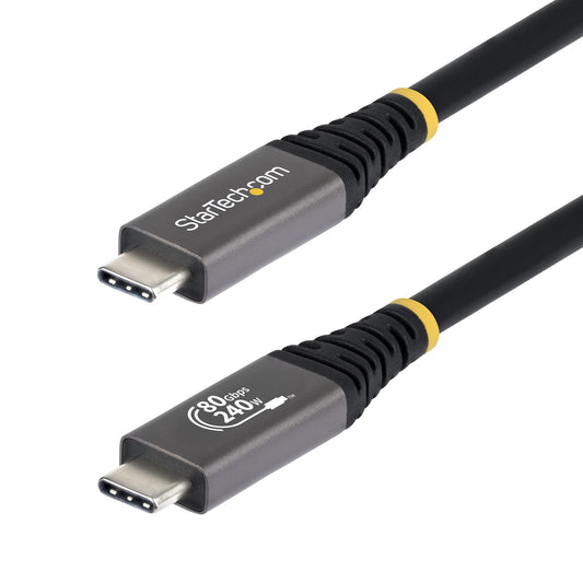 Star Tech 1m (3ft) USB4 Cable, 80Gbps, USB-IF Certified USB-C Cable, 240W PD, 8K 120Hz/4K 240Hz DP2.1 DP80, TPE Jacket, Thunderbolt 4 Compatible - Black USB-C Cord
