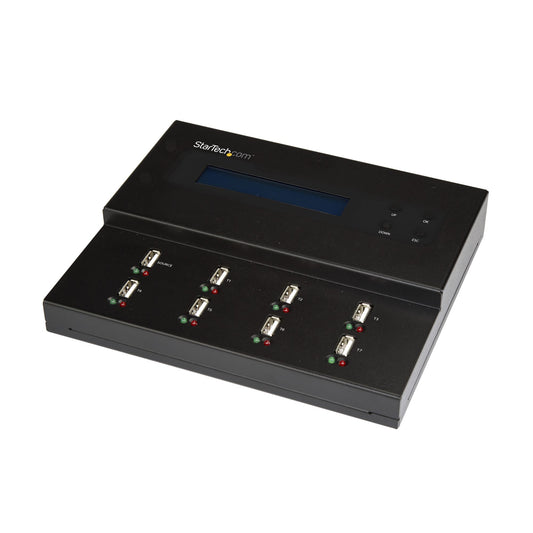 Star Tech Standalone 1 to 7 USB Thumb Drive Duplicator and Eraser, Multiple USB Flash Drive Copier, System and File and Whole-Drive Copy at 1.5 GB/min, Single and 3-Pass Erase, LCD Display - TAA