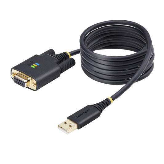 Star Tech 6.6ft (2m) USB to Null Modem Serial Adapter Cable, COM Retention, FTDI, USB-A to DB9 RS232, Interchangeable DB9 Screws/Nuts, Windows/macOS/Linux