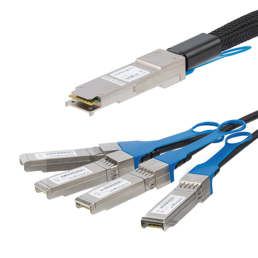 StarTech MSA Uncoded Compatible 1m 40G QSFP+ to 4x SFP+ Direct Attach Breakout Cable Twinax - 40GbE QSFP+ to 4x SFP+ Copper DAC 40 Gbps Low Power Passive Transceiver Module DAC