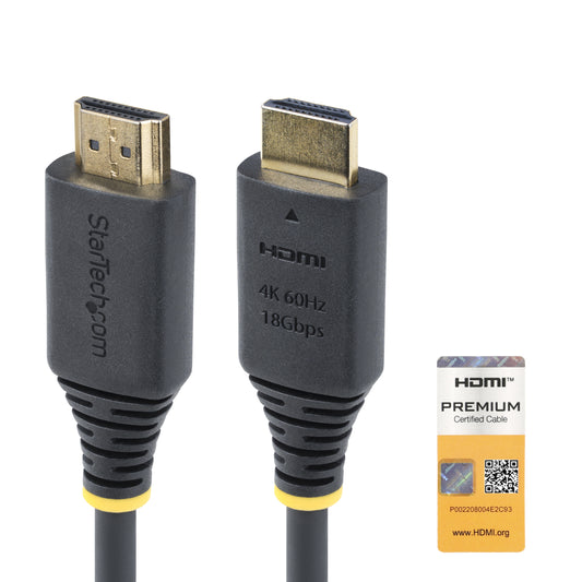 Star Tech 1.6ft (50cm) Premium Certified High Speed HDMI Cable, 4K 60Hz/1440p 144Hz, HDR10/HDCP 2.2/ARC, 18Gbps, UHD HDMI 2.0 Cord for TV/Monitor/Display, TPE Jacket