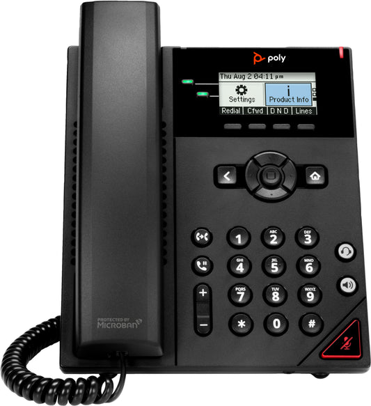 HP Poly OBi VVX 150 2-Line IP Phone and PoE-enabled with Power Supply
