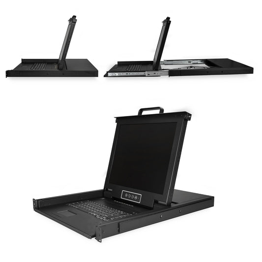 Star Tech 8 Port Rackmount KVM Console w/ 6ft Cables - Integrated KVM Switch w/ 17" LCD Monitor - Fully Featured 1U LCD KVM Drawer- OSD KVM - Durable 50,000 MTBF - USB + VGA Support