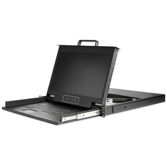 Star Tech Rackmount KVM Console HD 1080p - Single Port VGA KVM with 17" LCD Monitor for Server Rack - Fully Featured 1U LCD KVM Drawer w/Cables & Hardware - USB Support - 50,000 MTBF