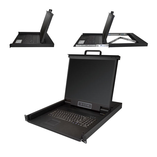 Star Tech Rackmount KVM Console - Single Port VGA KVM with 19" LCD Monitor for Server Rack - Fully Featured Universal 1U LCD KVM Drawer w/Cables & Hardware - USB Support - 50,000 MTBF
