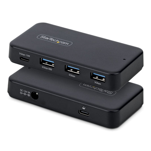 Star Tech 4-Port USB-C and USB-A Hub, 5Gbps, Self-Powered, 2-in-1 USB-C and USB-A Host Cable, 1x USB-C and 3x USB-A (1x BC 1.2), 36W Power Adapter Included