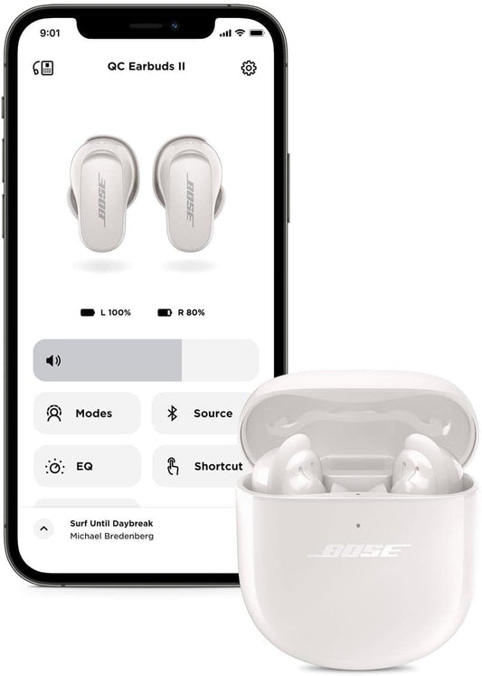 Bose QuietComfort Earbuds II, Wireless, Bluetooth, Active Noise Cancelling -White - Open Box