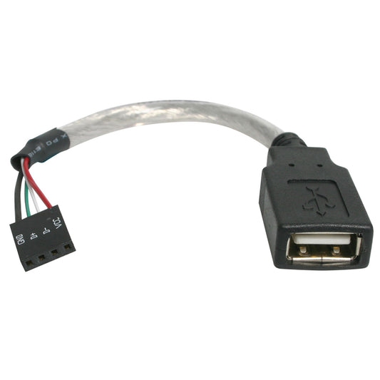 Star Tech 6in USB 2.0 Cable - USB A Female to USB Motherboard 4 Pin Header F/F